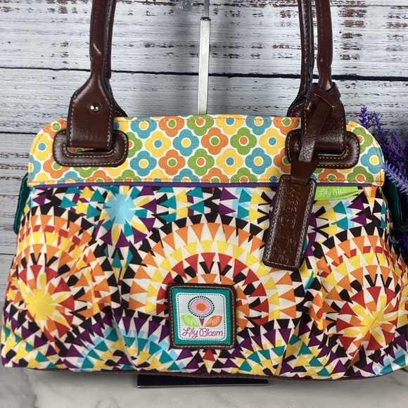 LILY BLOOM BRIGHT FLORAL MULTICOLOR HAND SHOULDER BAG SPRING SUMMER PURSE GUC - Picture 3 of 10